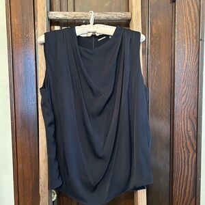 Elie Tahari Silk Blend Black Draped Shell, like new, size L